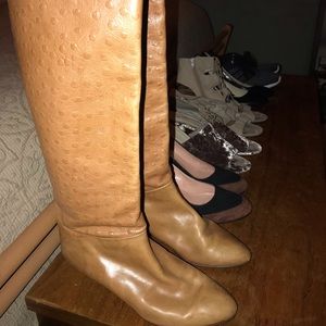 Light cognac / tan leather knee boots 1/2” heel. 9